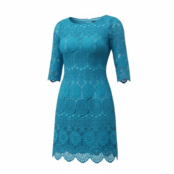 Jessica Howard Dresses & Skirts - Jessica Howard Teal Blue Lace Sheath Cocktail Formal Dress Women’s size 10P